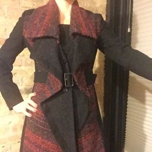 Multi-texture Members Only wrap coat